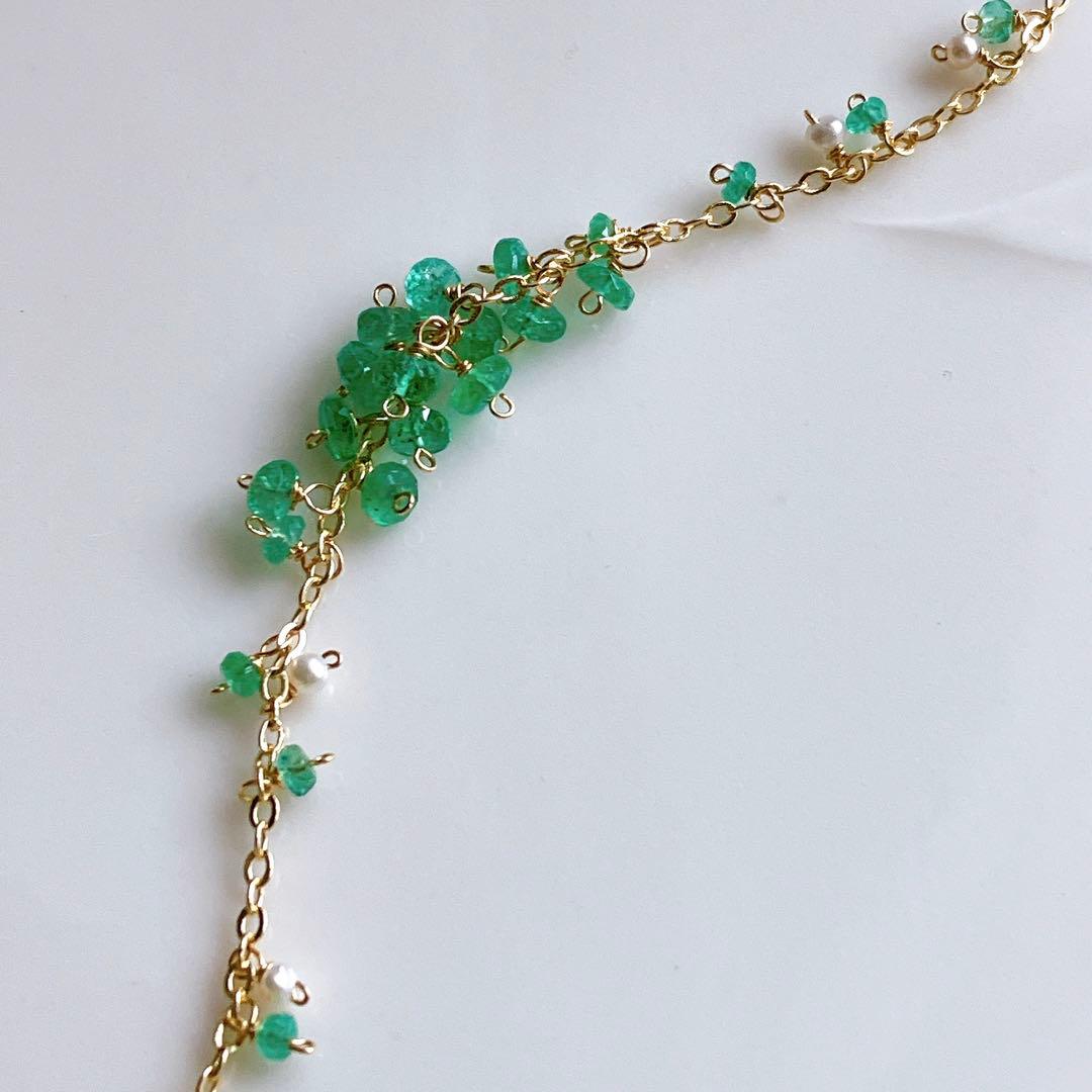 一点物✧コロンビア産エメラルドブレスレット✧14kgf