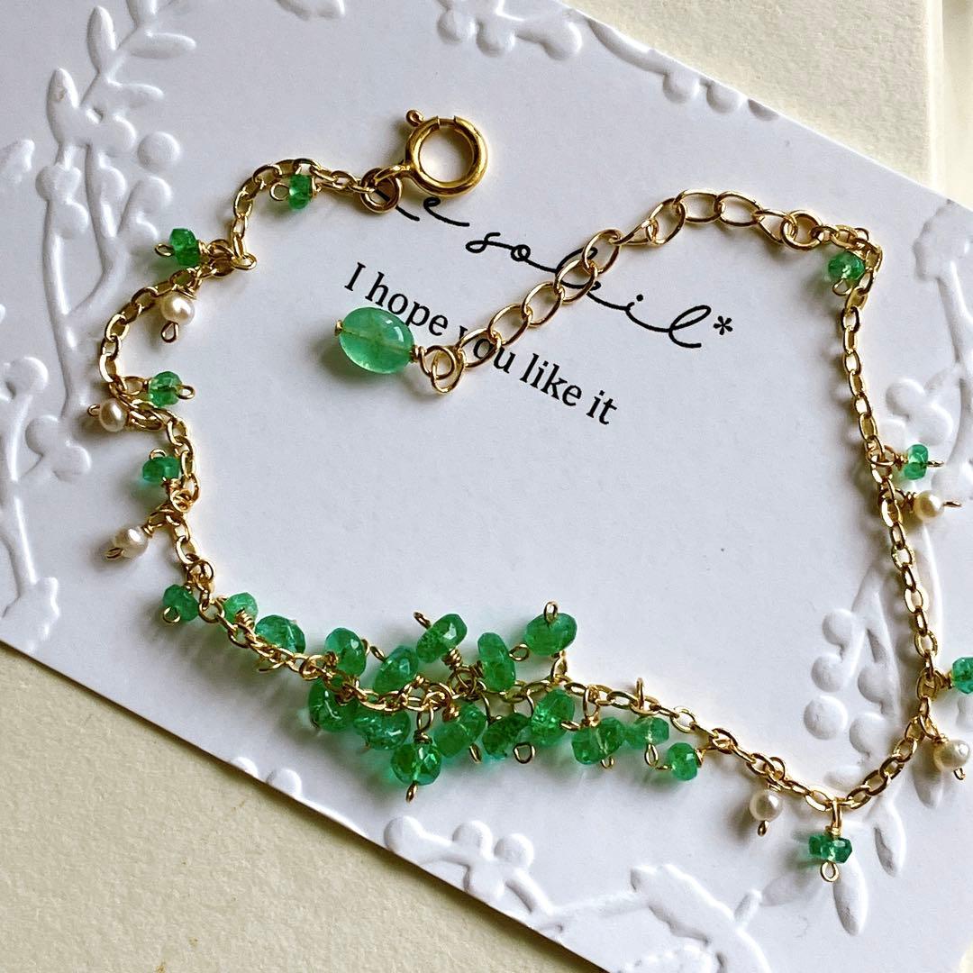 一点物✧コロンビア産エメラルドブレスレット✧14kgf