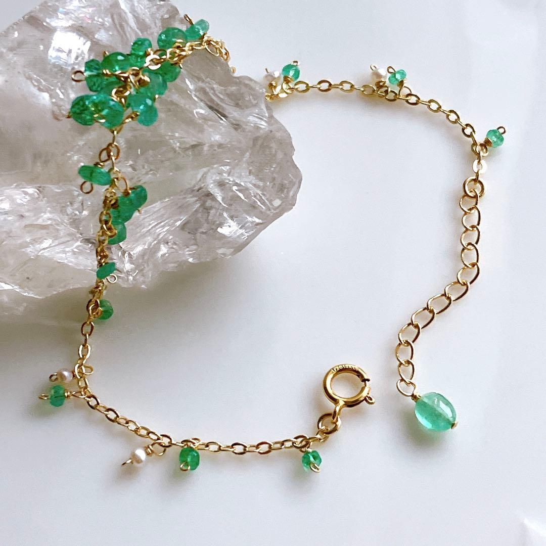 一点物✧コロンビア産エメラルドブレスレット✧14kgf