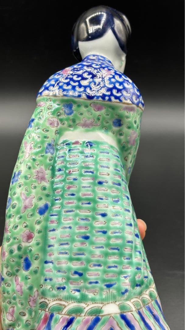 中国美術 古玩 色絵陶人形 陶器人形 高さ約26cm 置物 オブジェ 古董品