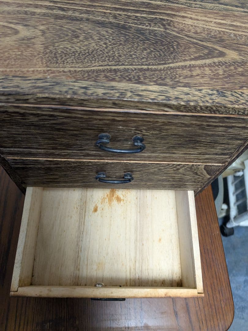 焼桐小物箪笥 アンティーク レトロ ヴィンテージ 引き出し3段 小物入れ 3個