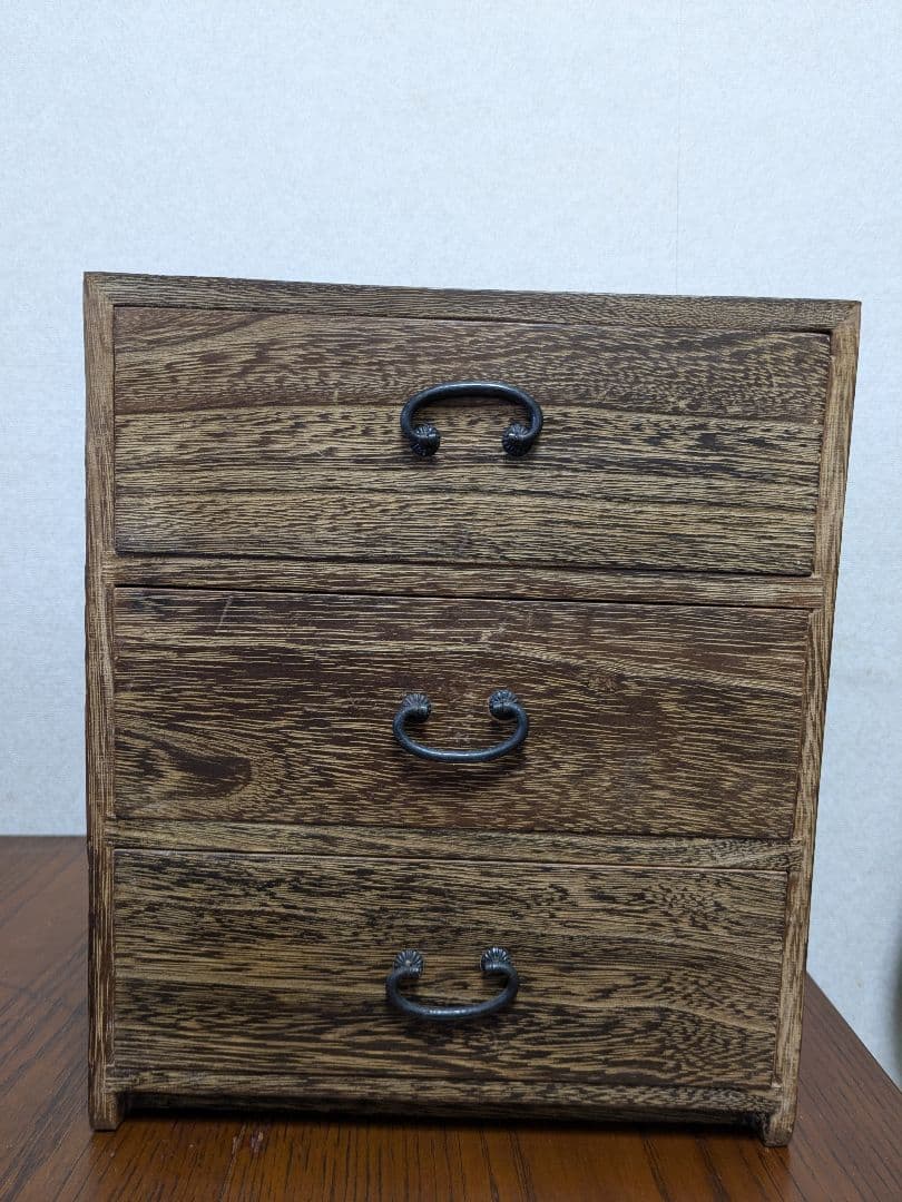 焼桐小物箪笥 アンティーク レトロ ヴィンテージ 引き出し3段 小物入れ 3個