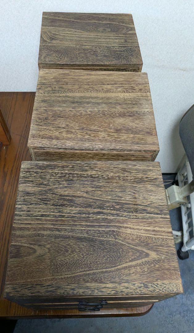 焼桐小物箪笥 アンティーク レトロ ヴィンテージ 引き出し3段 小物入れ 3個