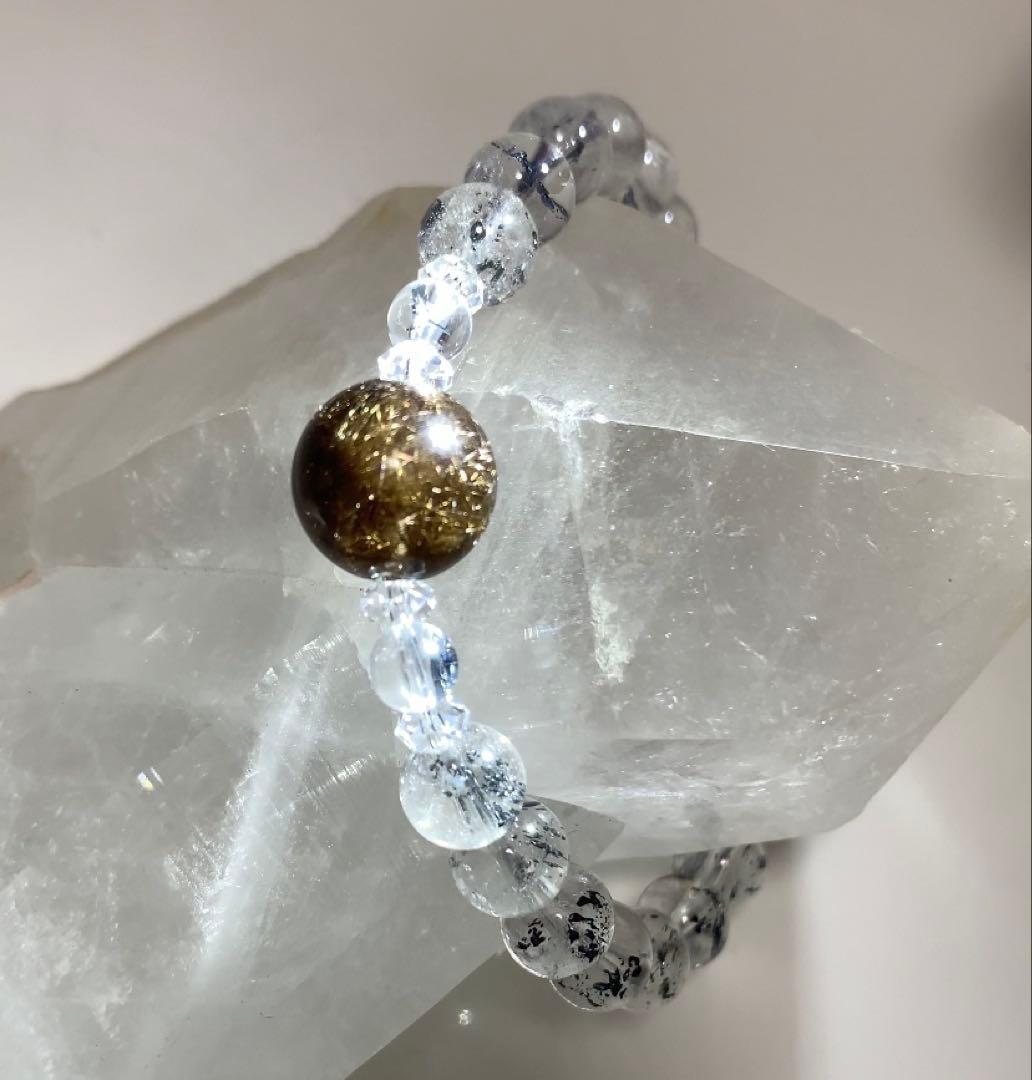 ⭐️極上⭐️スティブナイトインクォーツ　ブレスレット　ブラックプラチナルチルクォーツ