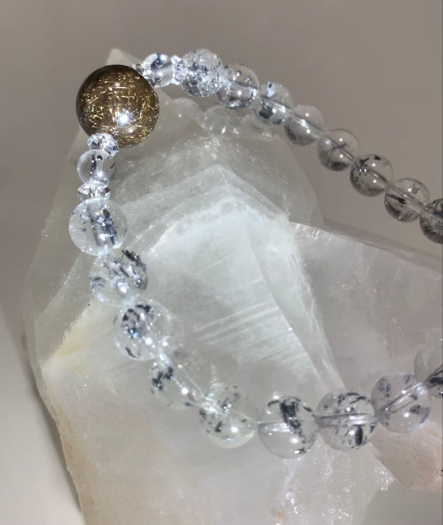 ⭐️極上⭐️スティブナイトインクォーツ　ブレスレット　ブラックプラチナルチルクォーツ