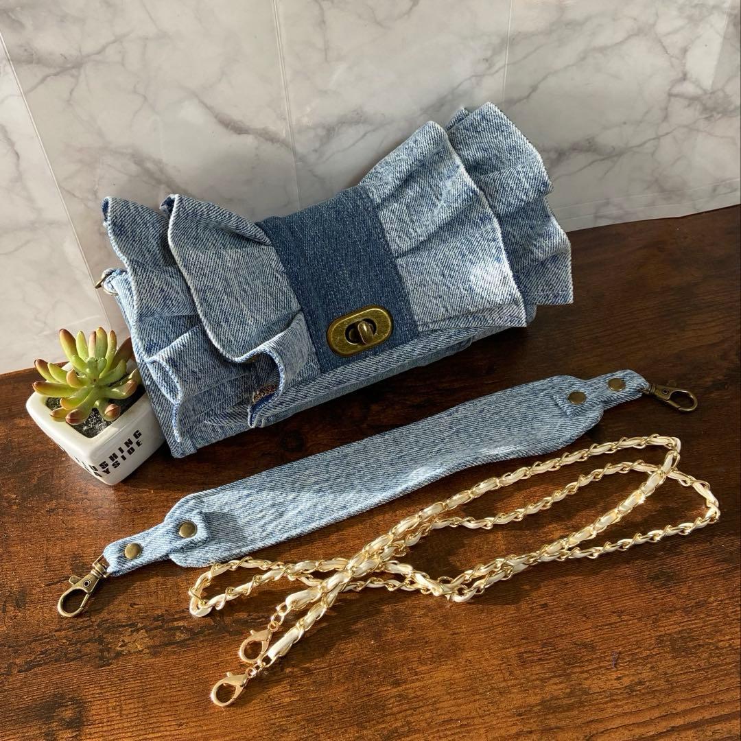 専用※No.59 デニムリメイク【フリル付き 長財布】お財布バッグ ハンドメイド