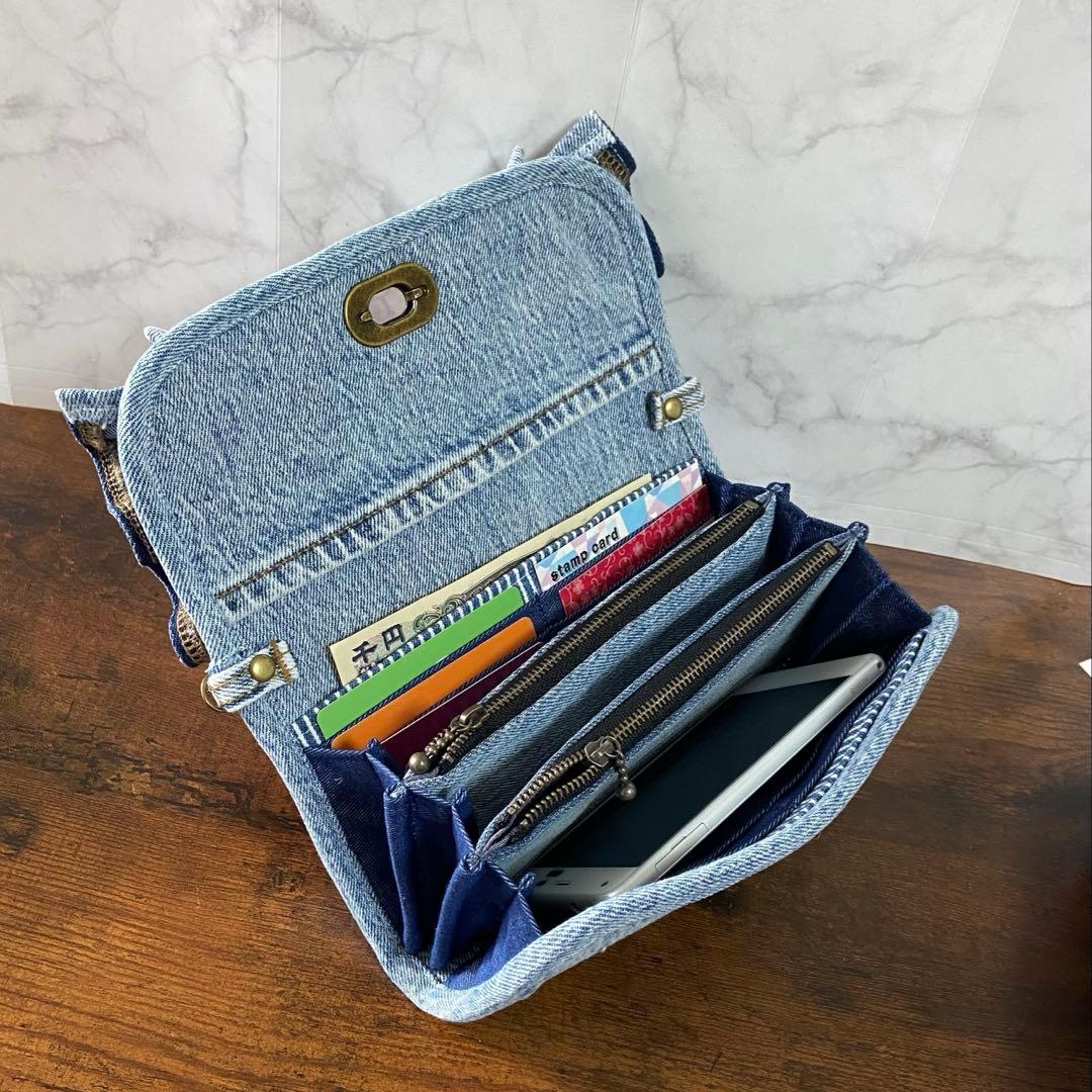 専用※No.59 デニムリメイク【フリル付き 長財布】お財布バッグ ハンドメイド