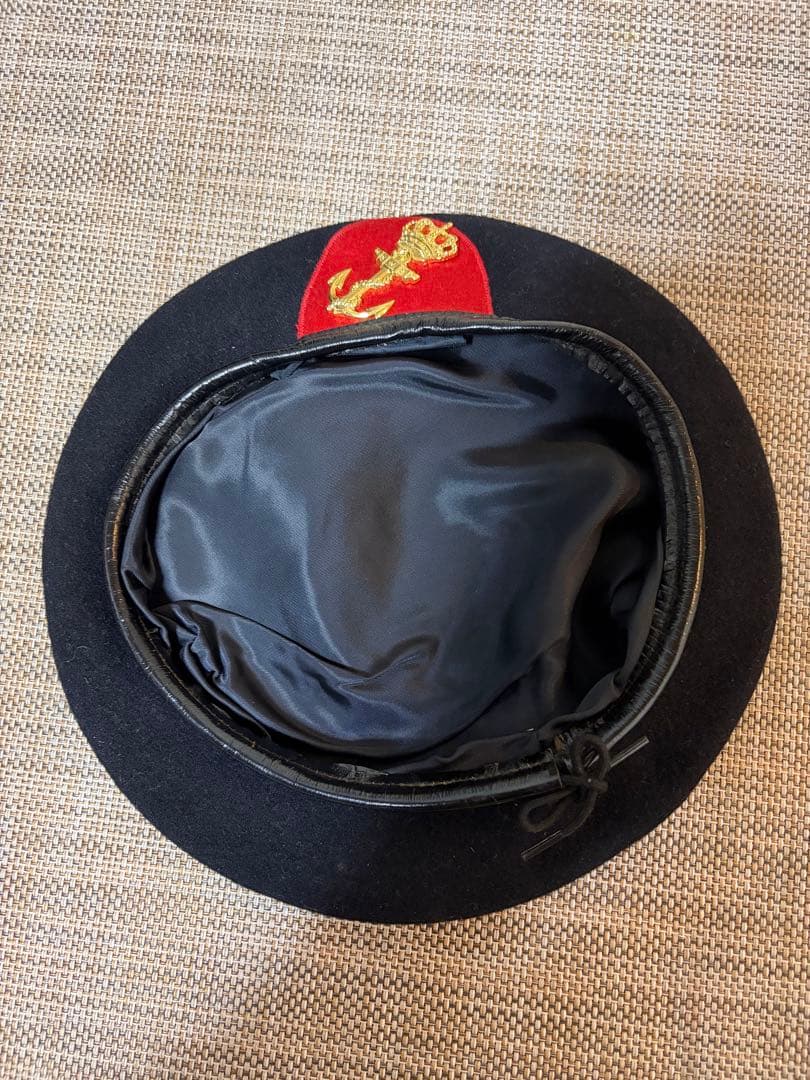 オランダ製 ベレー帽 海軍風 アンカー王冠バッジ付き サイズ56 ヴィンテージ