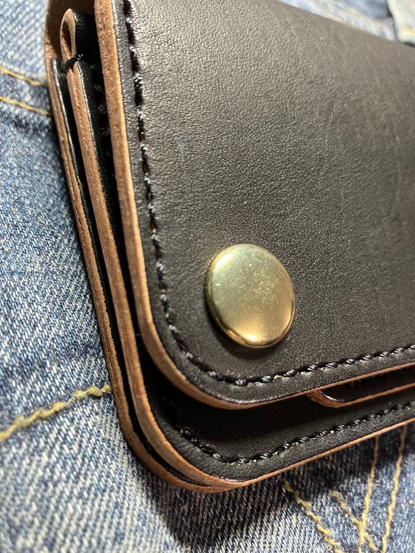 ミドルトラッカーウォレット　茶芯　丘染め　アメカジ　真鍮