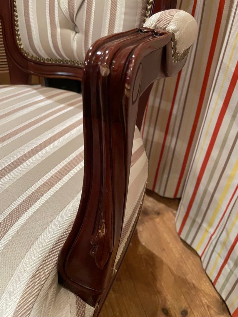 アームチェア　マルシェチェア　ロココ調　アンティーク　猫脚　ダイニングチェア