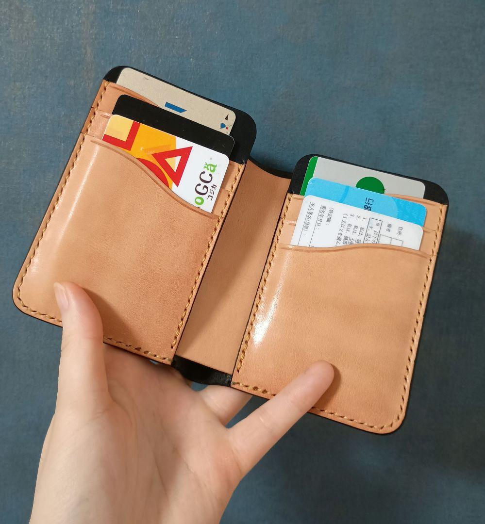 栃木レザー　二つ折財布　ミニウォレット　ヌメ革本革　ハンドメイド　手縫い