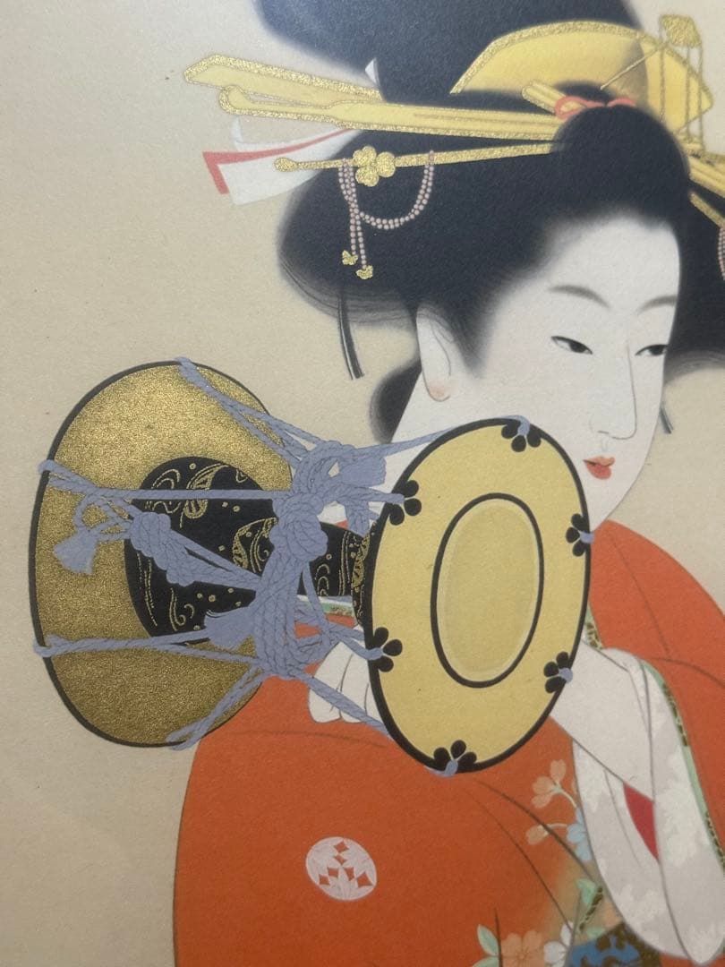 上村松園【鼓の音】証明書　　複製