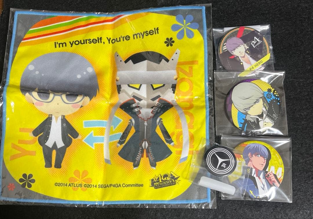 ペルソナ4 主人公 鳴上悠　缶バッジ　タオル