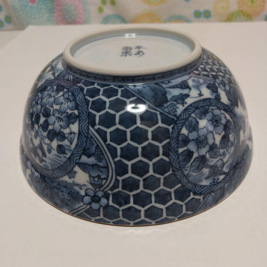 京清水焼染付サラダ鉢6寸弱