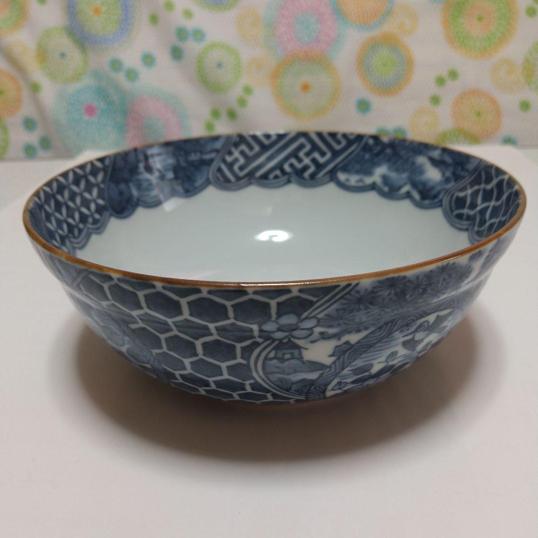 京清水焼染付サラダ鉢6寸弱