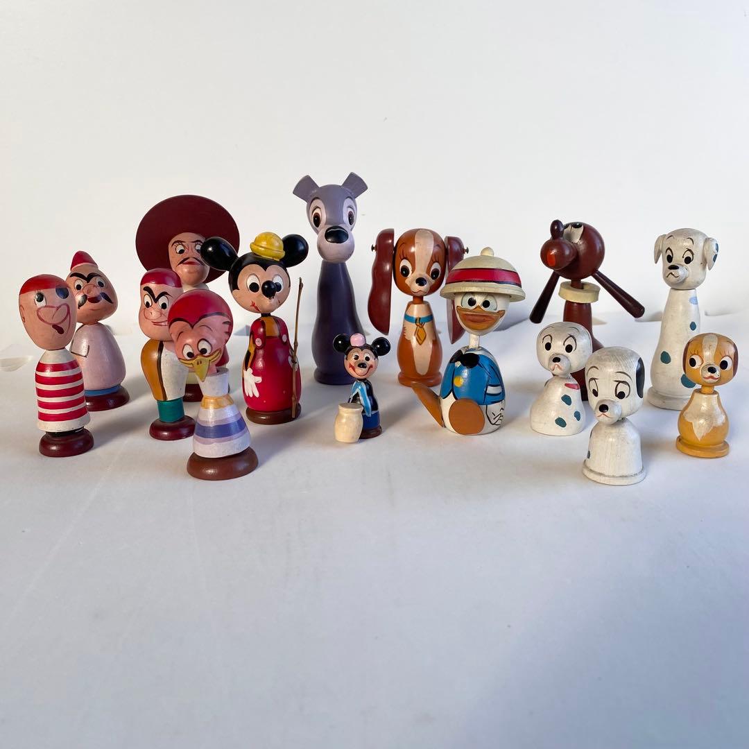 Disney まんがこけし 木製 1970年代 レトロ 15体セット　希少