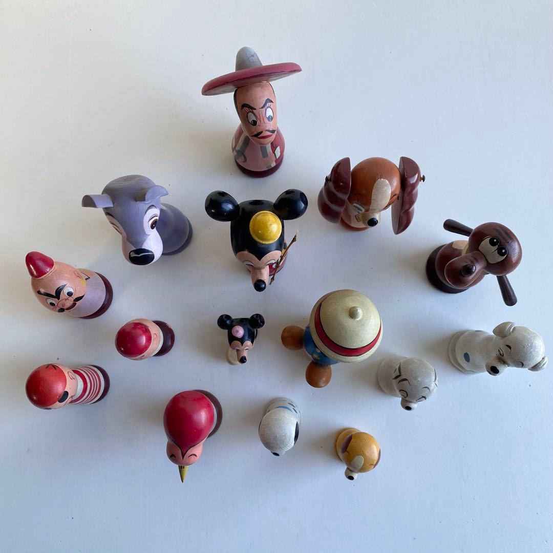 Disney まんがこけし 木製 1970年代 レトロ 15体セット　希少