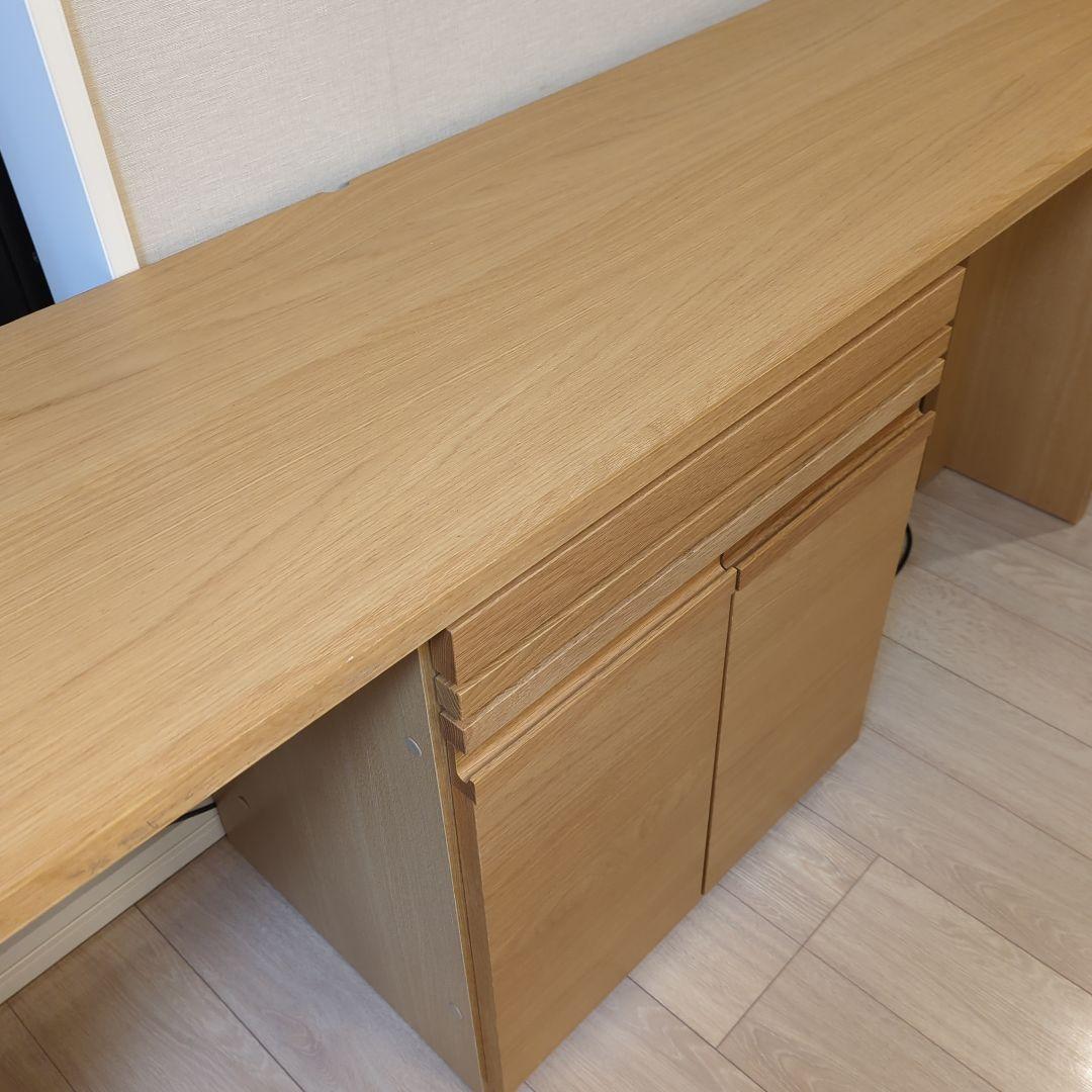 木製収納デスク　リビング学習　2人用　学習机