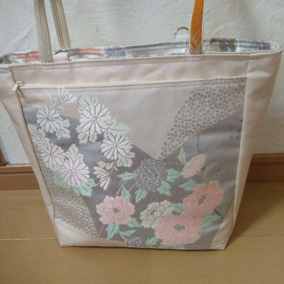 (パンドラ)帯リメイク両面ファスナーポケット付き大きめバッグ2点