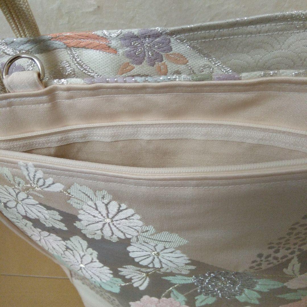 (パンドラ)帯リメイク両面ファスナーポケット付き大きめバッグ2点