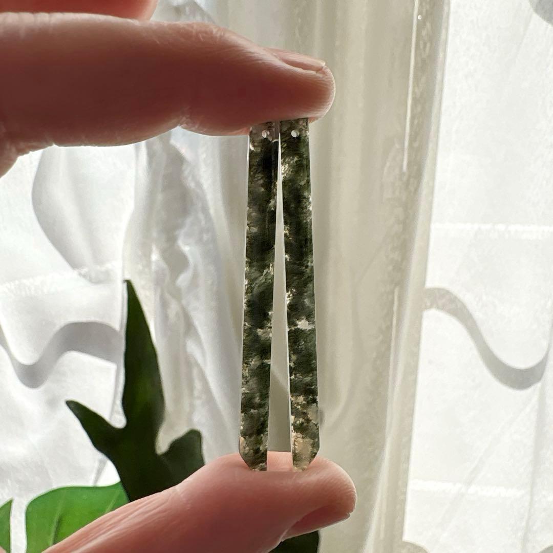 《＊＊COCO＊＊様》モスアゲートスリムロング＊ピアス