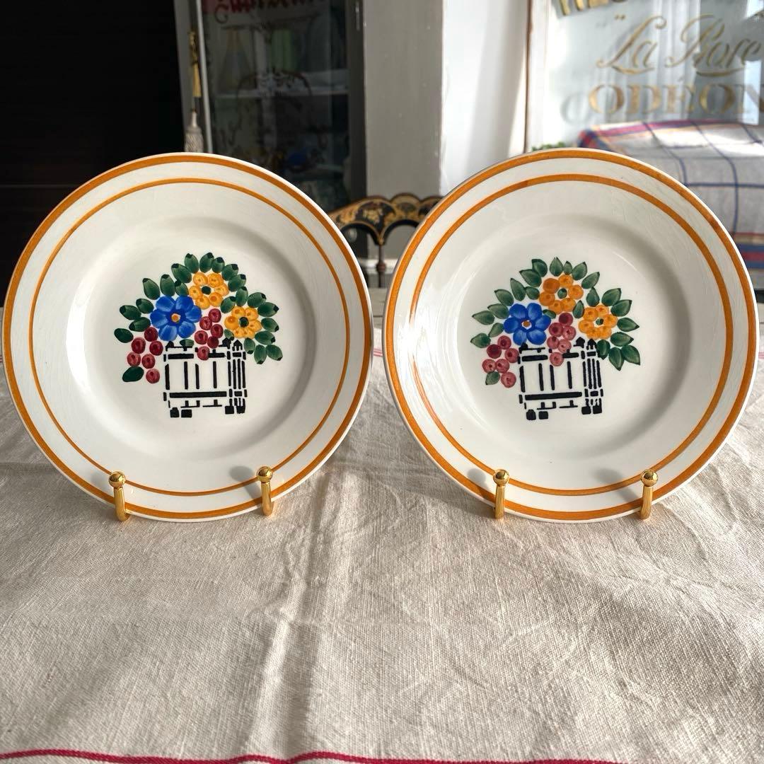 フランスアンティーククレイユモントロー HBCM 『freuri』プレートセット