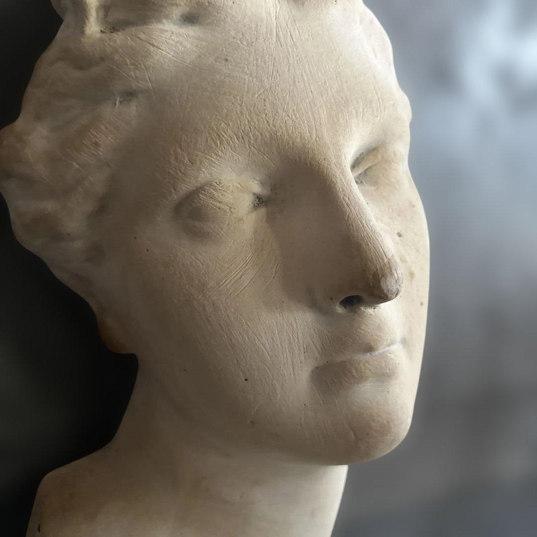女性の頭部像 石膏製 約30cm