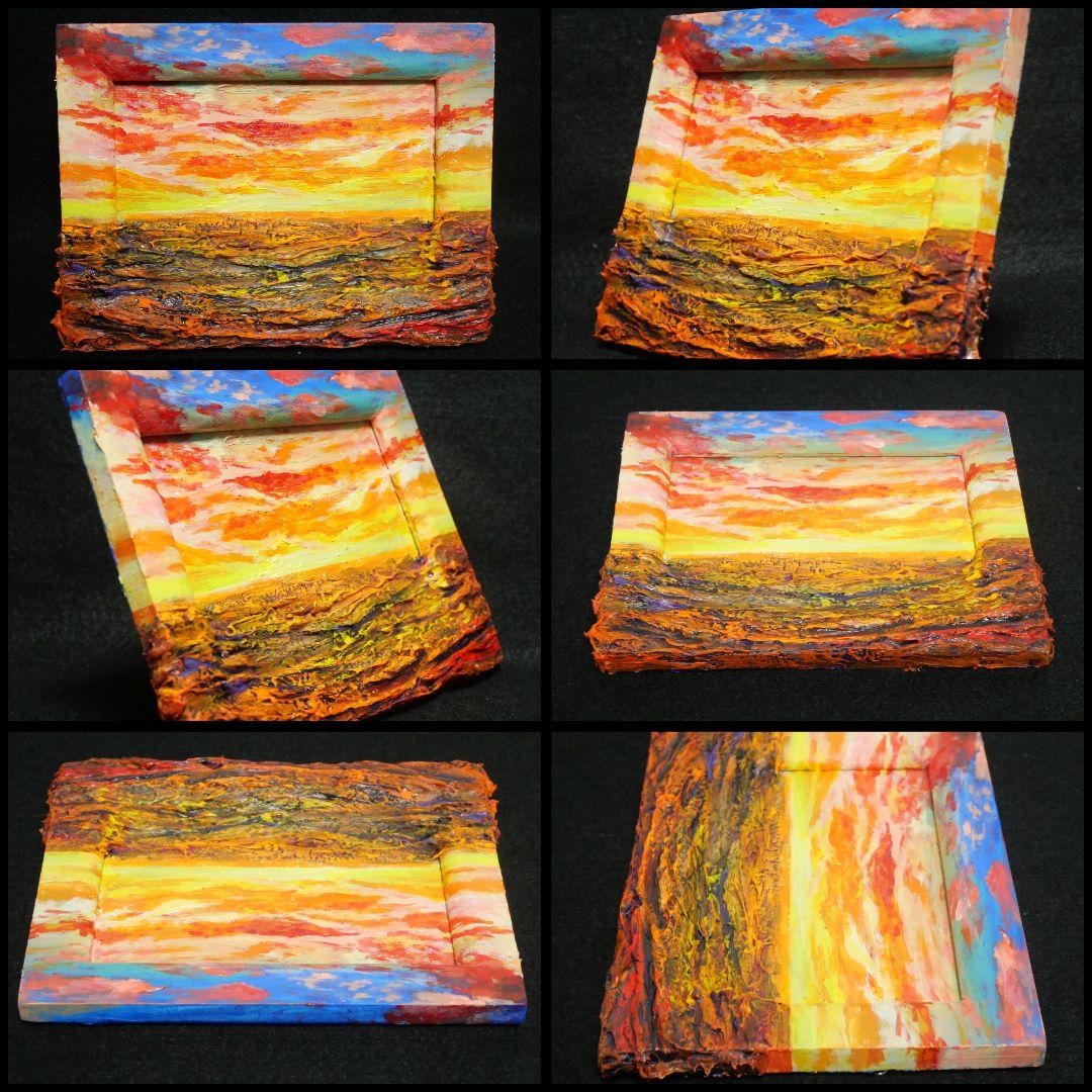 油絵 油彩 油彩画 絵 絵画 ミニ絵画【夕日の海】