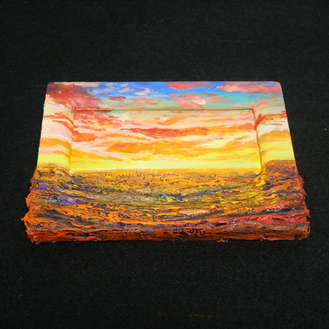 油絵 油彩 油彩画 絵 絵画 ミニ絵画【夕日の海】
