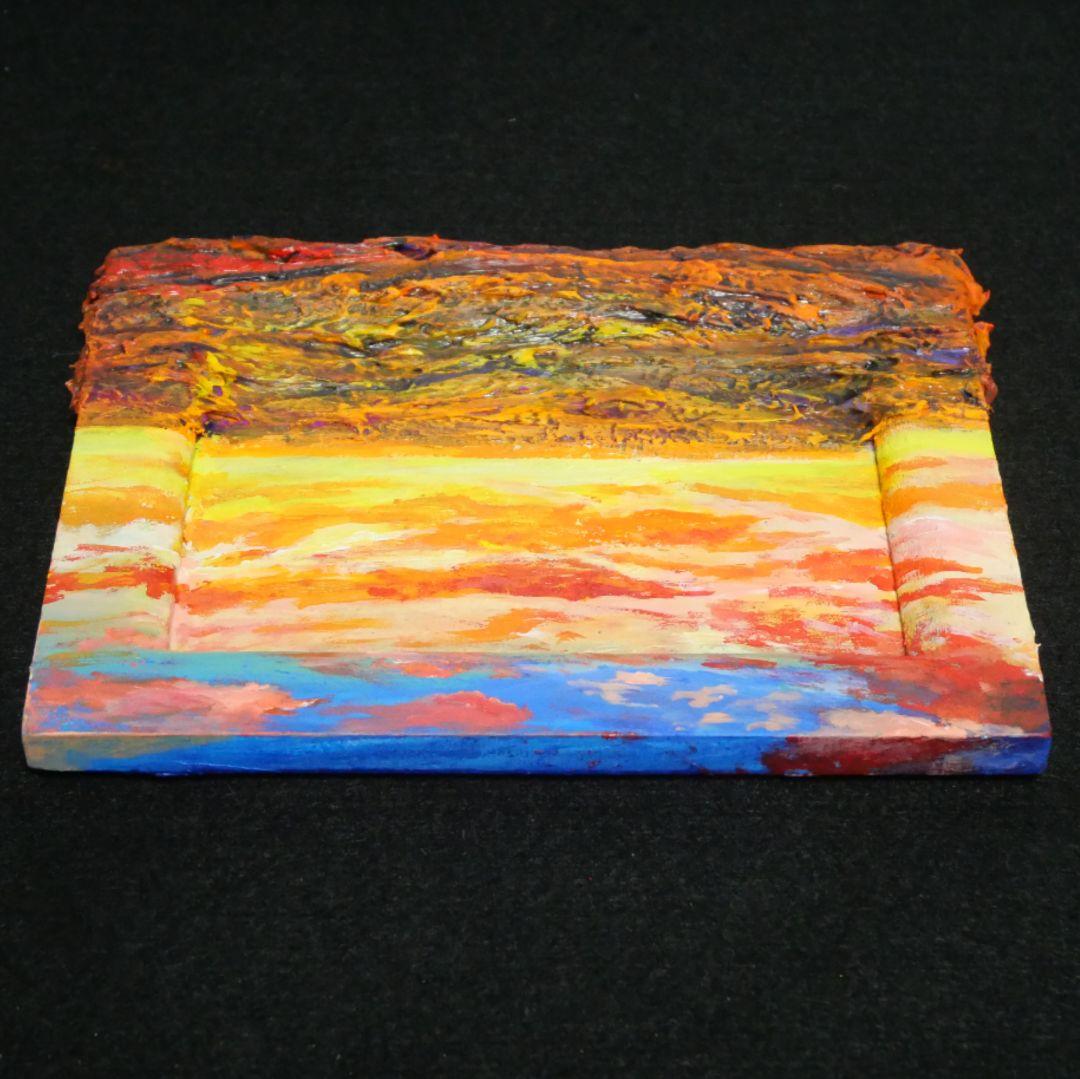 油絵 油彩 油彩画 絵 絵画 ミニ絵画【夕日の海】