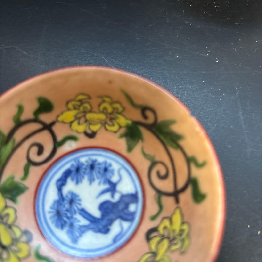 大明成化年製　鬥彩內繪外青花　中国骨董