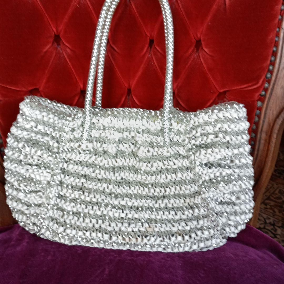 ANTEPRIMAシルバー グラニーバッグ ビーズ装飾付き