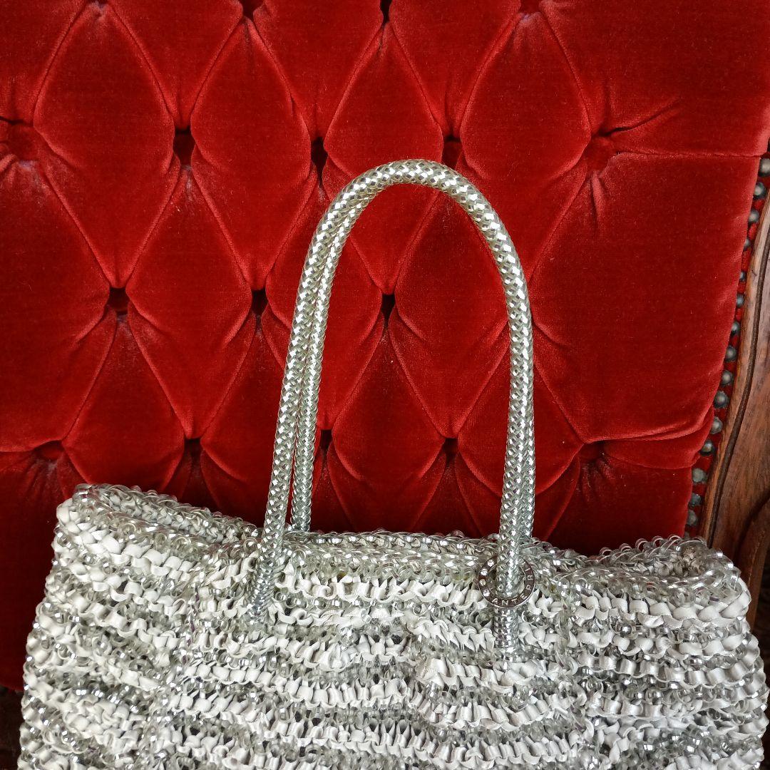 ANTEPRIMAシルバー グラニーバッグ ビーズ装飾付き