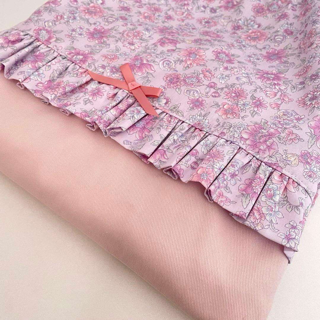 入園・入学　薄紫花柄　レッスンバッグ、上履き入れ、着替え袋、給食袋のセット