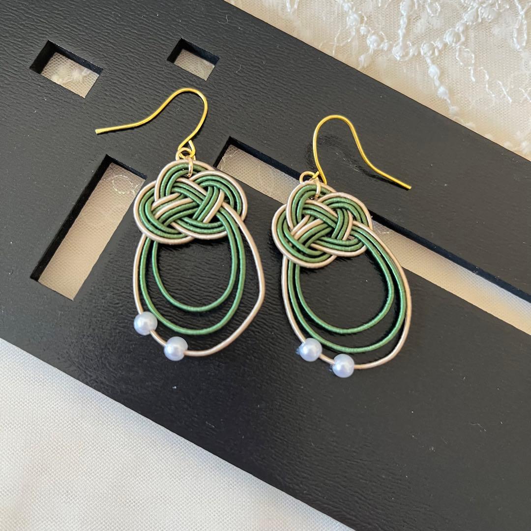☆❤️ 水引　パール　和装　洋装　ピアス　イヤリング　ハンドメイド
