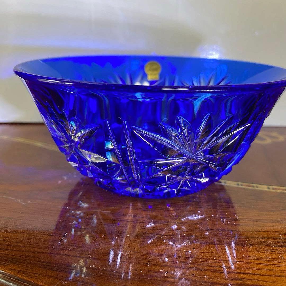 クリスタルダルク　クリスタル　カメイ　切子　小鉢　ブルー　藍色　5個