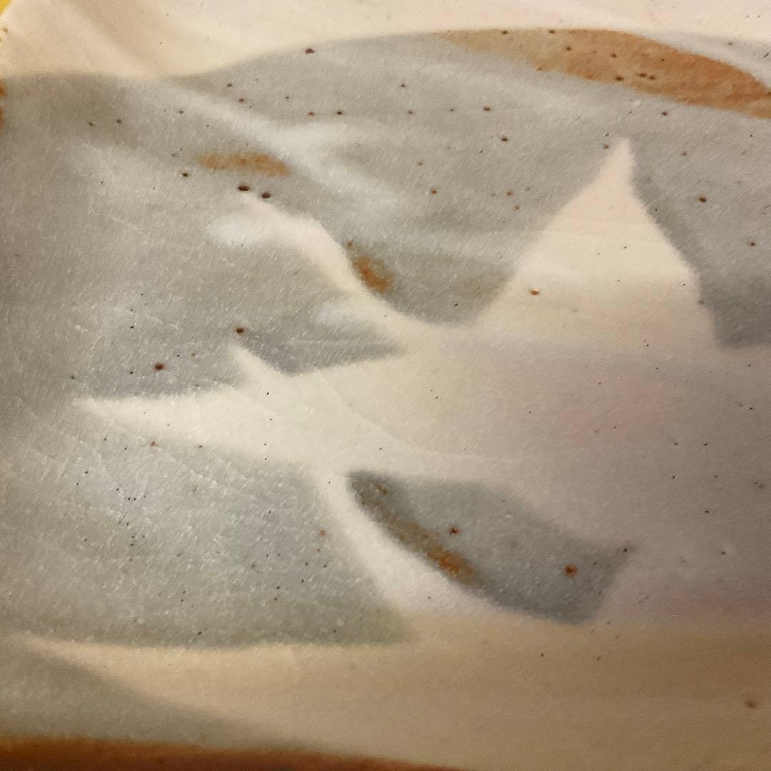 処分価格　重要無形文化財保持者 安藤日出武 鼠志野 大平皿 鶴