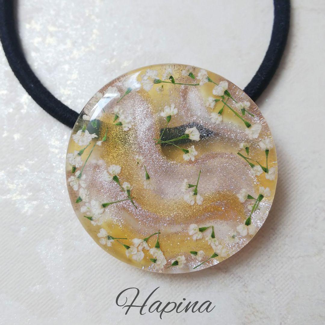 大好き レースフラワーラウンドレジンヘアゴム