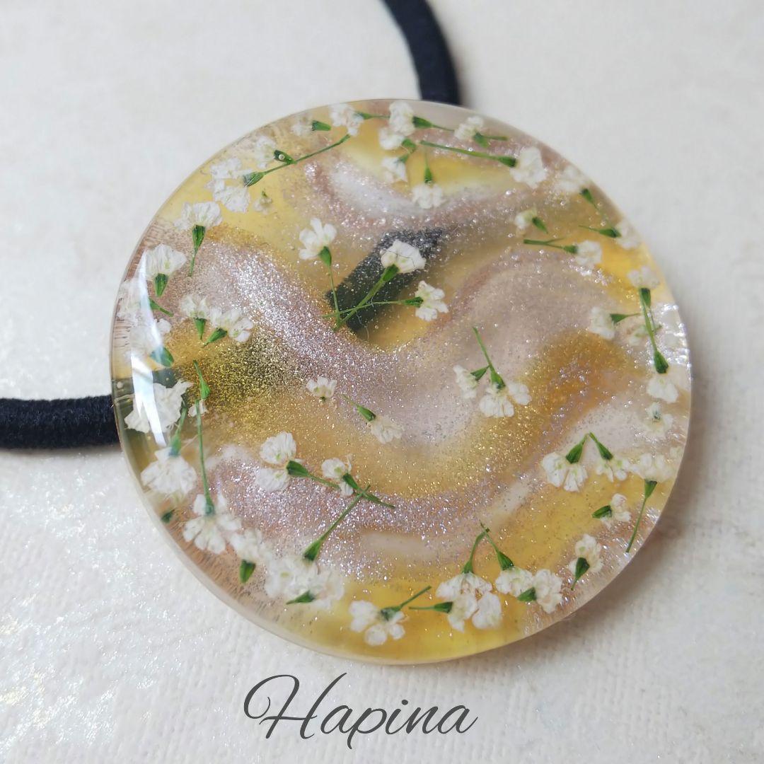 大好き レースフラワーラウンドレジンヘアゴム