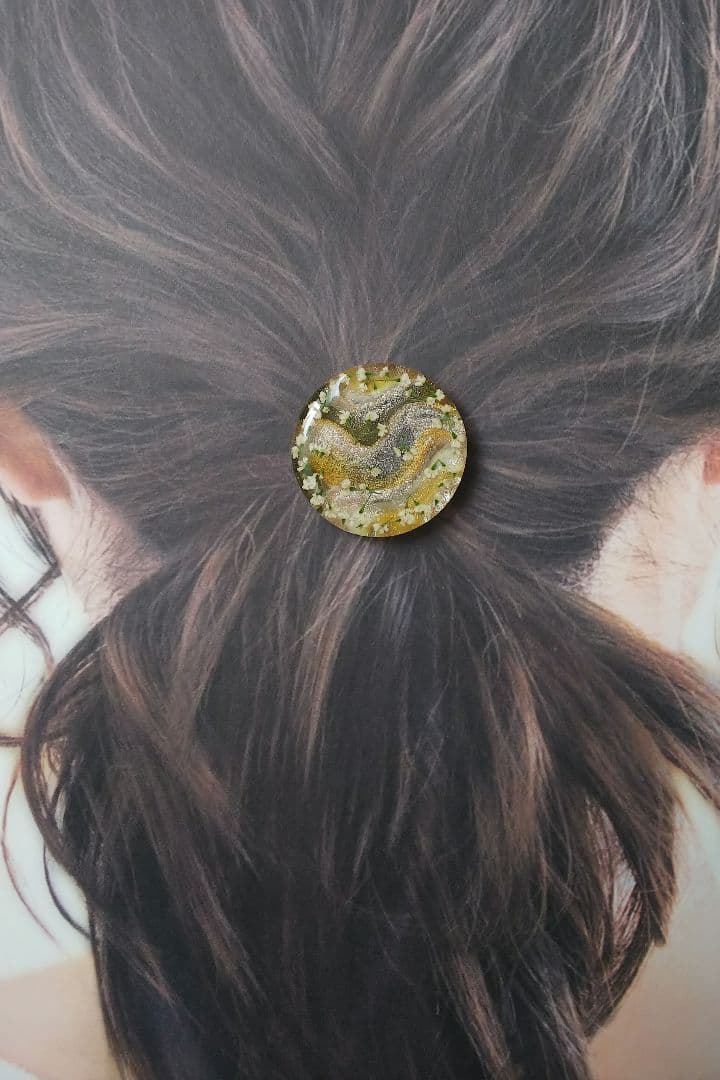 大好き レースフラワーラウンドレジンヘアゴム