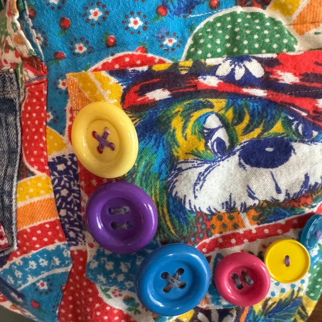 ハンドメイド デニムリメイク バッグ レトロ わんこ 楕円底 25