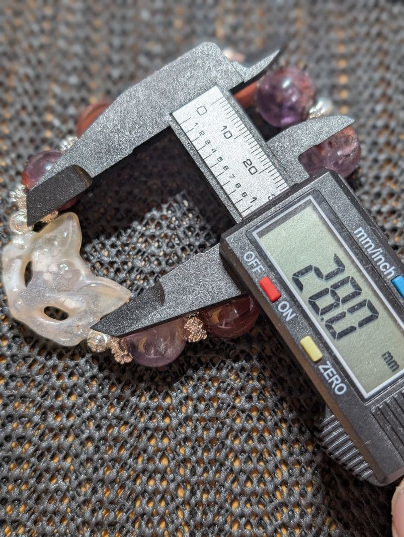 【天然石】桜瑪瑙狐面　ピンクマイカ　ガーデンアメジスト　デザインブレスレット