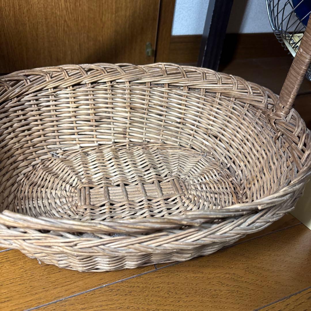 カゴバッグ & 二重編み丸籠 柳バスケット 3点セット 籐 籠