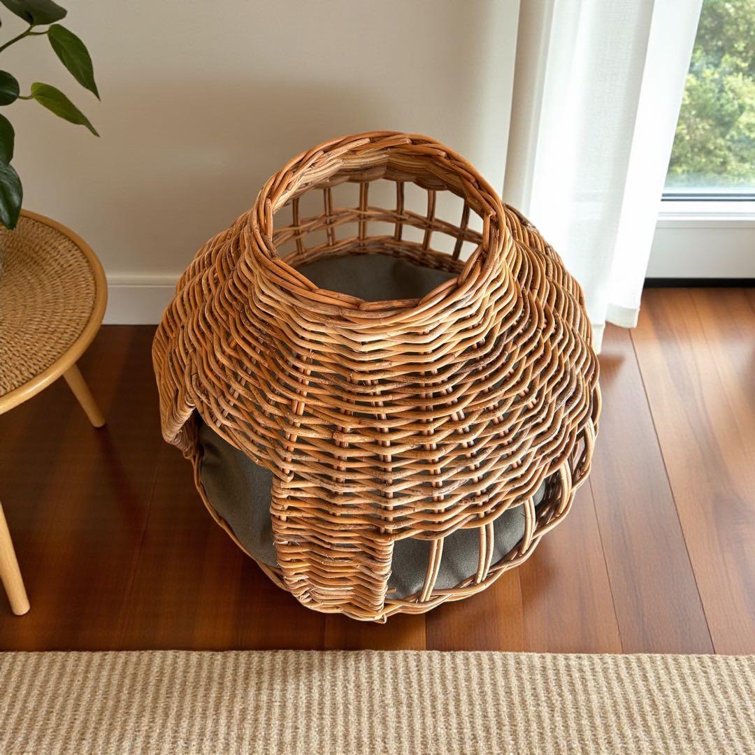 天然皮付き籐アラログ　ねごちぐら　ねこハウス　ペットハウス