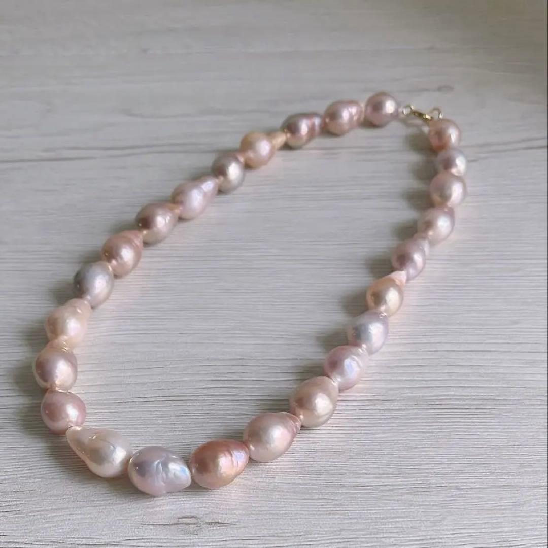 淡水パールネックレス　バロック　ピンク