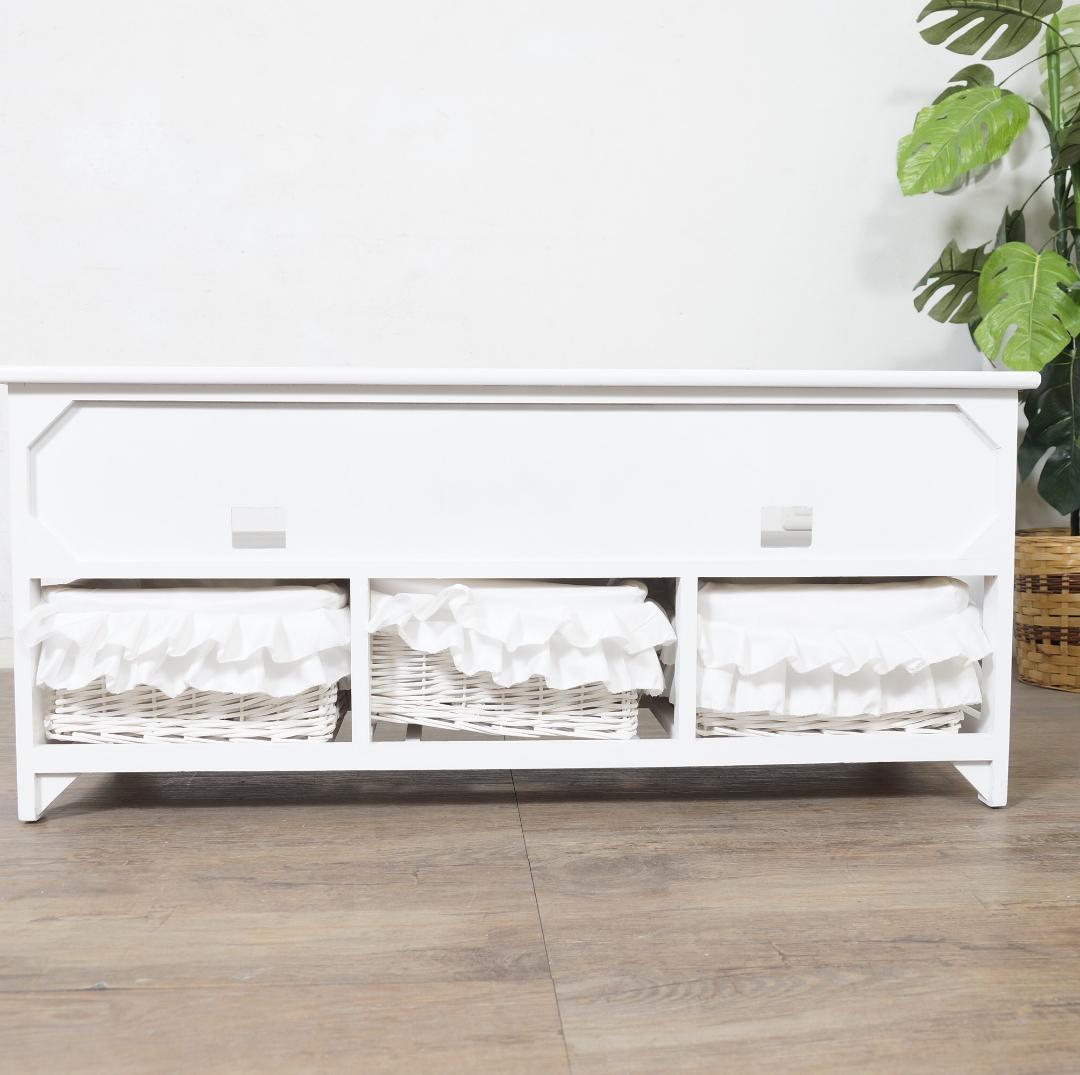 新品　フリルバスケット付き テレビ台 幅100cm 完成品 ホワイト ローボード