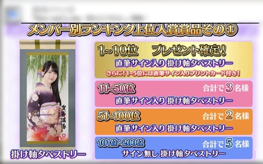 マ*ン様 阪口珠美　15名限定　乃木フェス掛け軸タペストリー（直筆サイン入り）