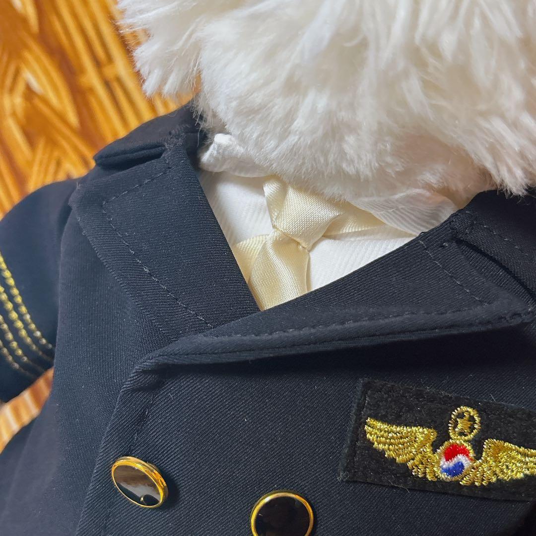 大韓航空 コリアンエアー パイロット 機長 制服 犬 ぬいぐるみ 飛行機