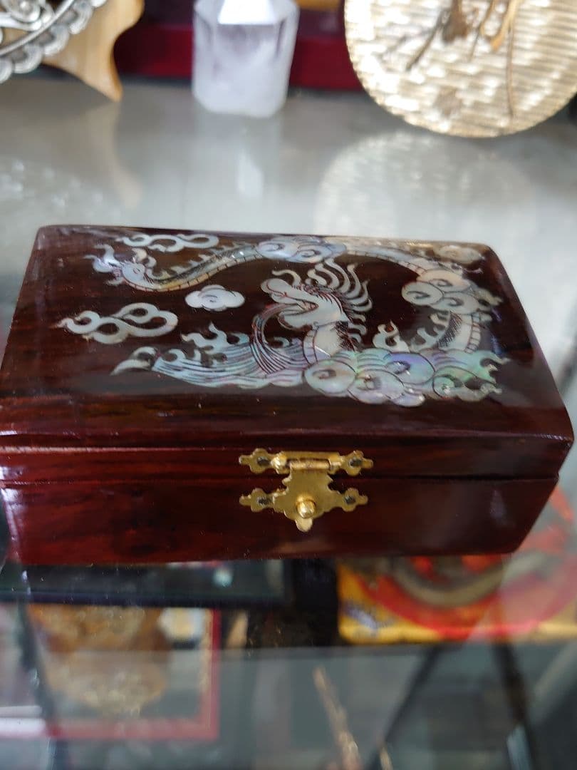 開運 龍 龍神 龍螺鈿小物入【木製品】