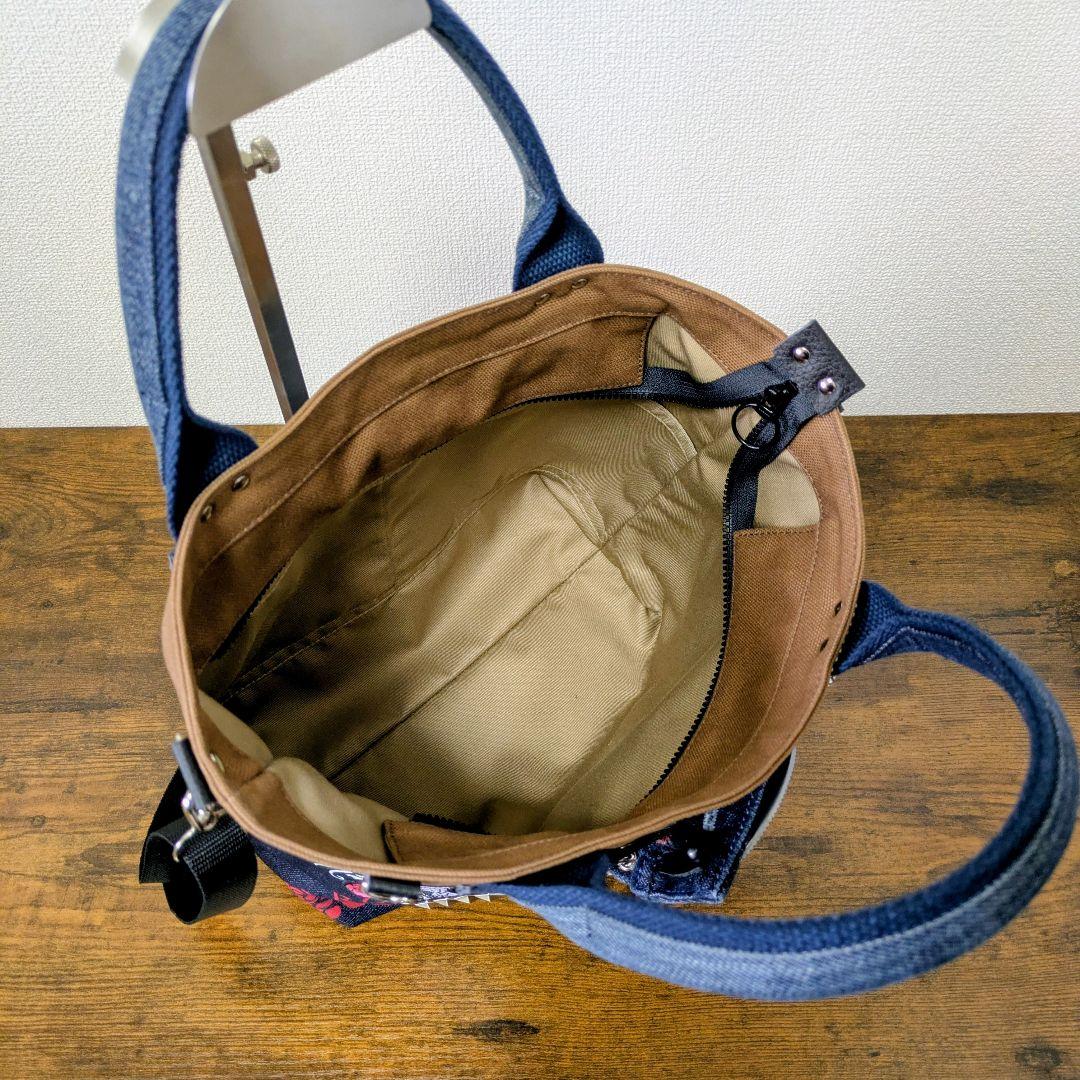 一点物 デニムリメイク 2wayバッグ 薔薇バックル スカル ゴシック ロック